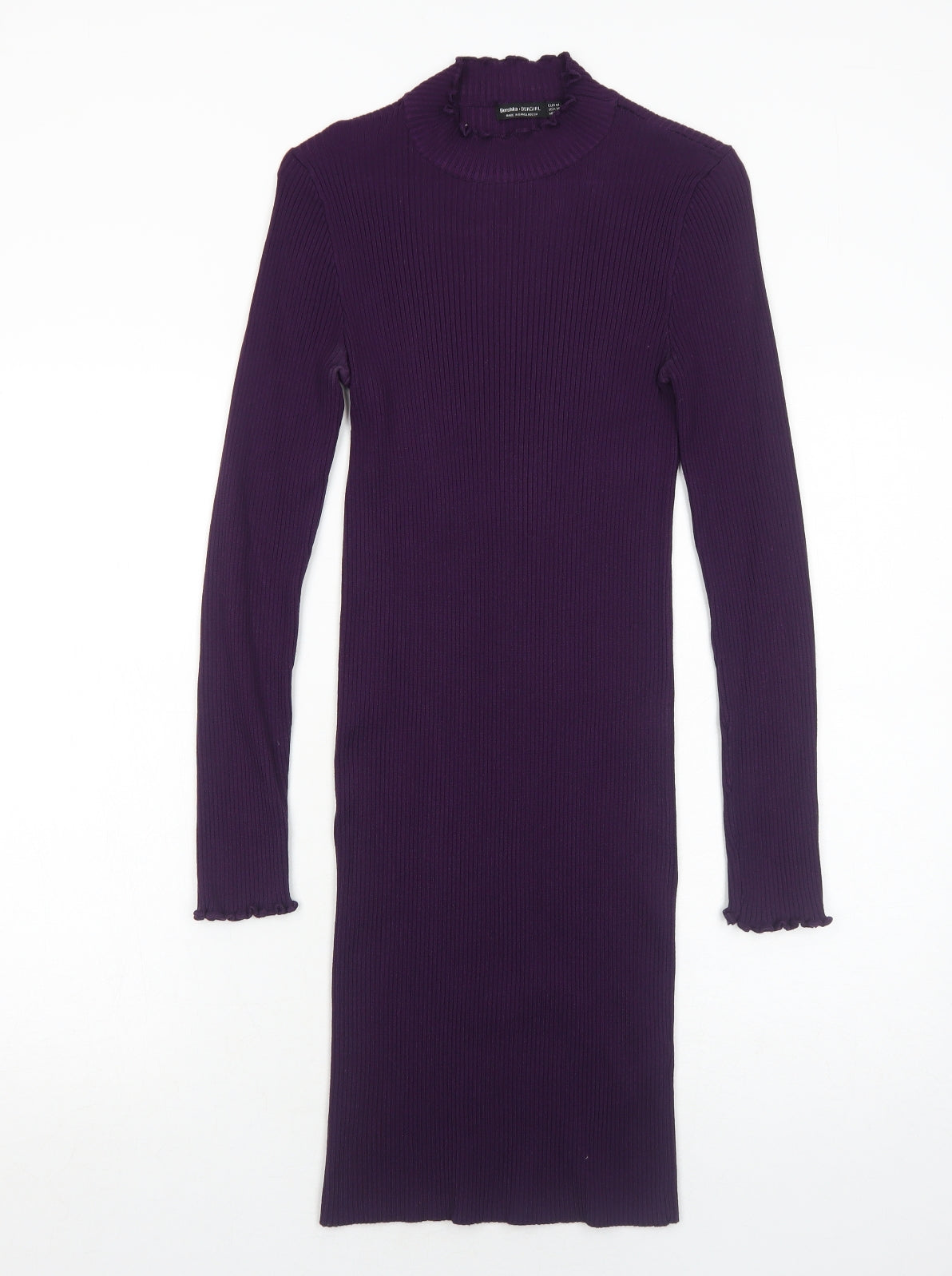 Bershka Womens Purple Paisley Viscose Bodycon Size M Round Neck Pullover
