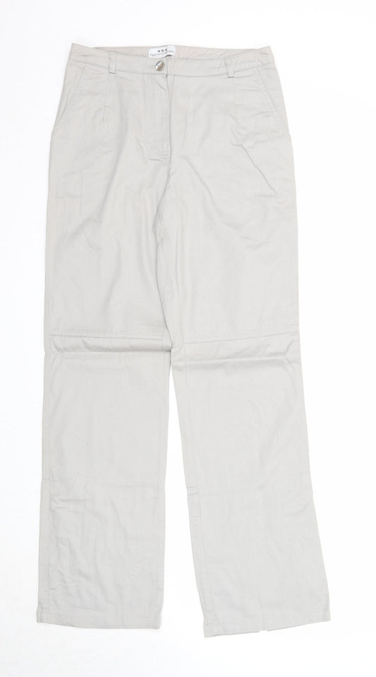 Fashion Concept Womens Grey Cotton Trousers Size 12 Regular Zip