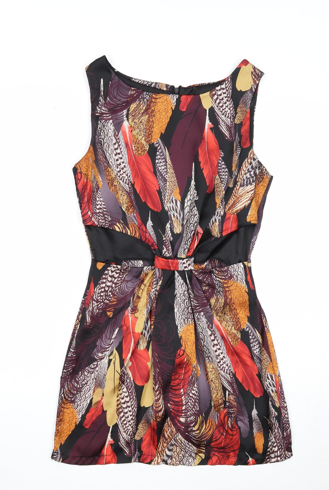 Love Womens Multicoloured Geometric Polyester A-Line Size S Boat Neck Zip