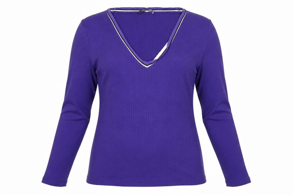 Marks & Spencer Womens Purple V-Neck Polyester Pullover Jumper Size 14