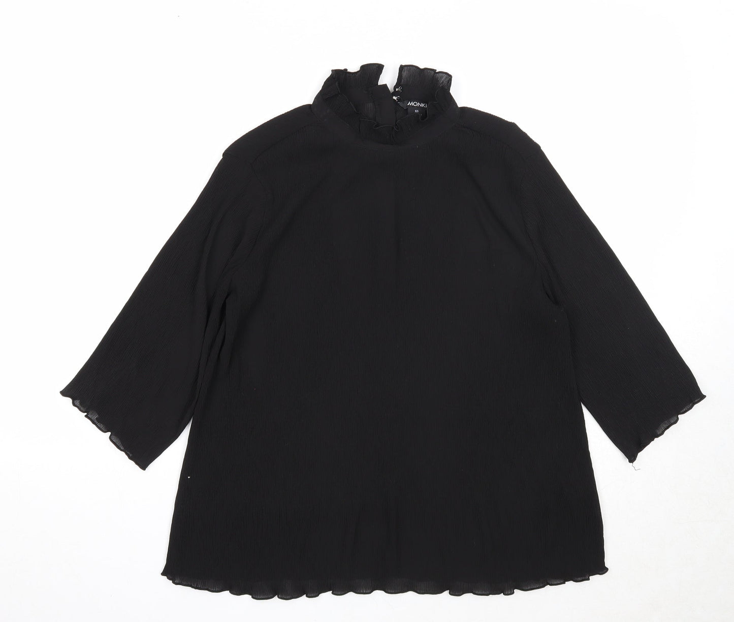 Monki Womens Black Polyester Basic Blouse Size XS Mock Neck
