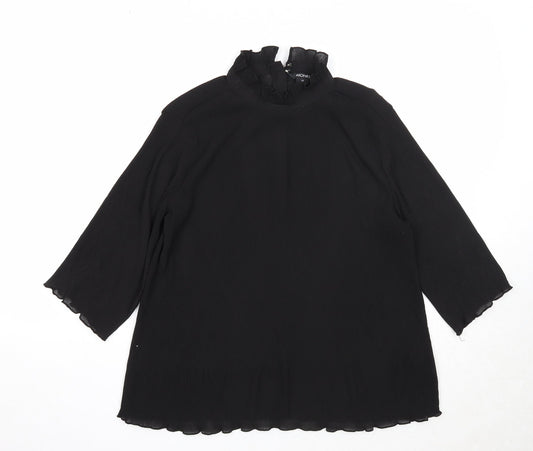 Monki Womens Black Polyester Basic Blouse Size XS Mock Neck