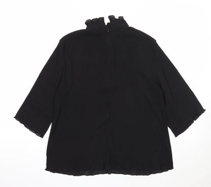 Monki Womens Black Polyester Basic Blouse Size XS Mock Neck
