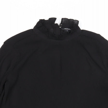 Monki Womens Black Polyester Basic Blouse Size XS Mock Neck