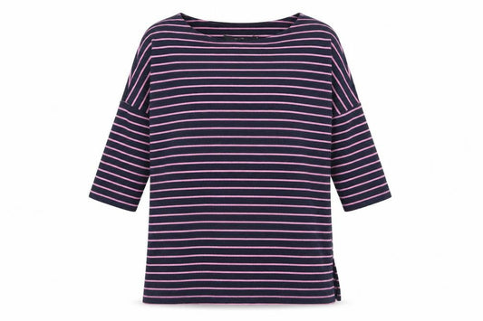 Vero Moda Womens Blue Round Neck Striped Cotton Pullover Jumper Size S