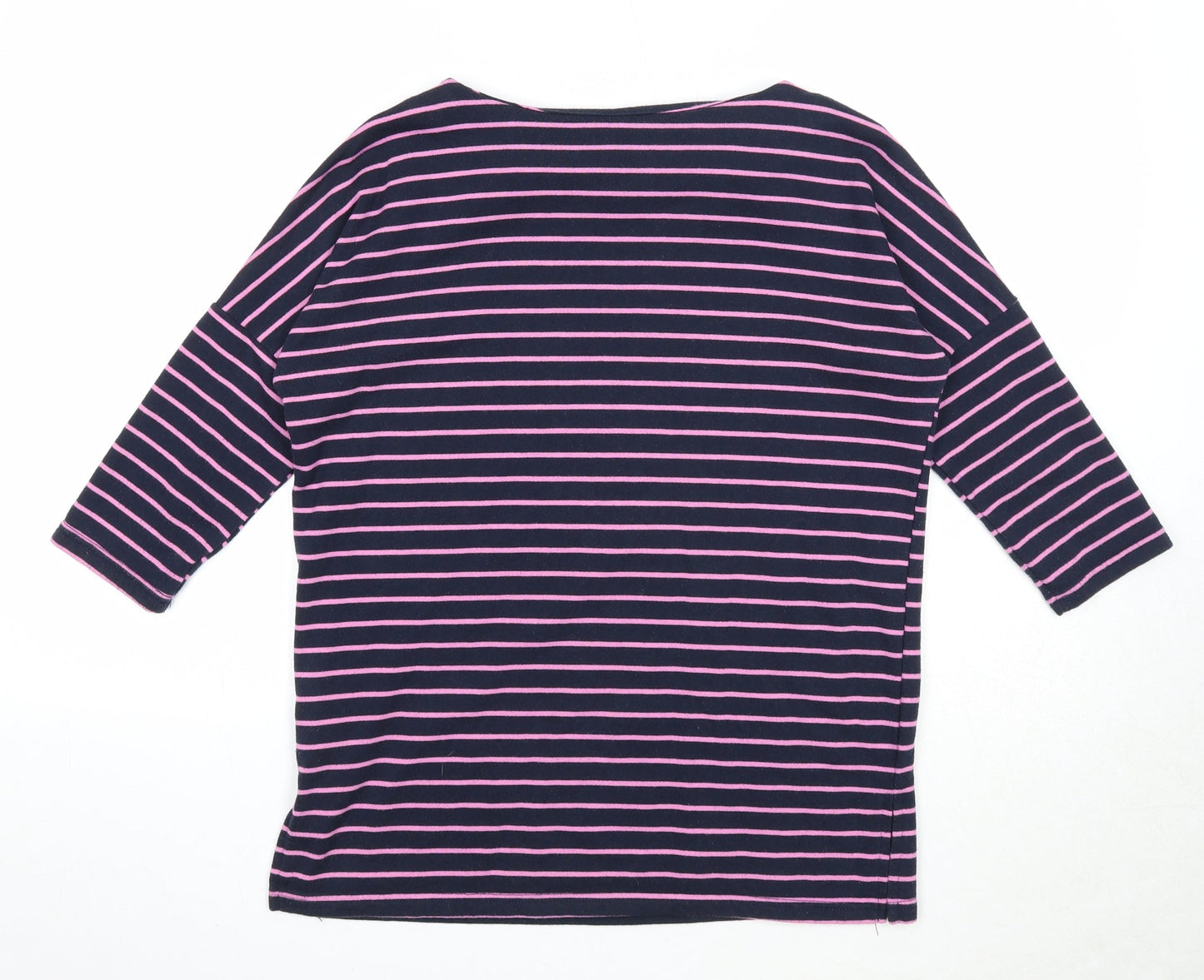 VERO MODA Womens Blue Round Neck Striped Cotton Pullover Jumper Size S
