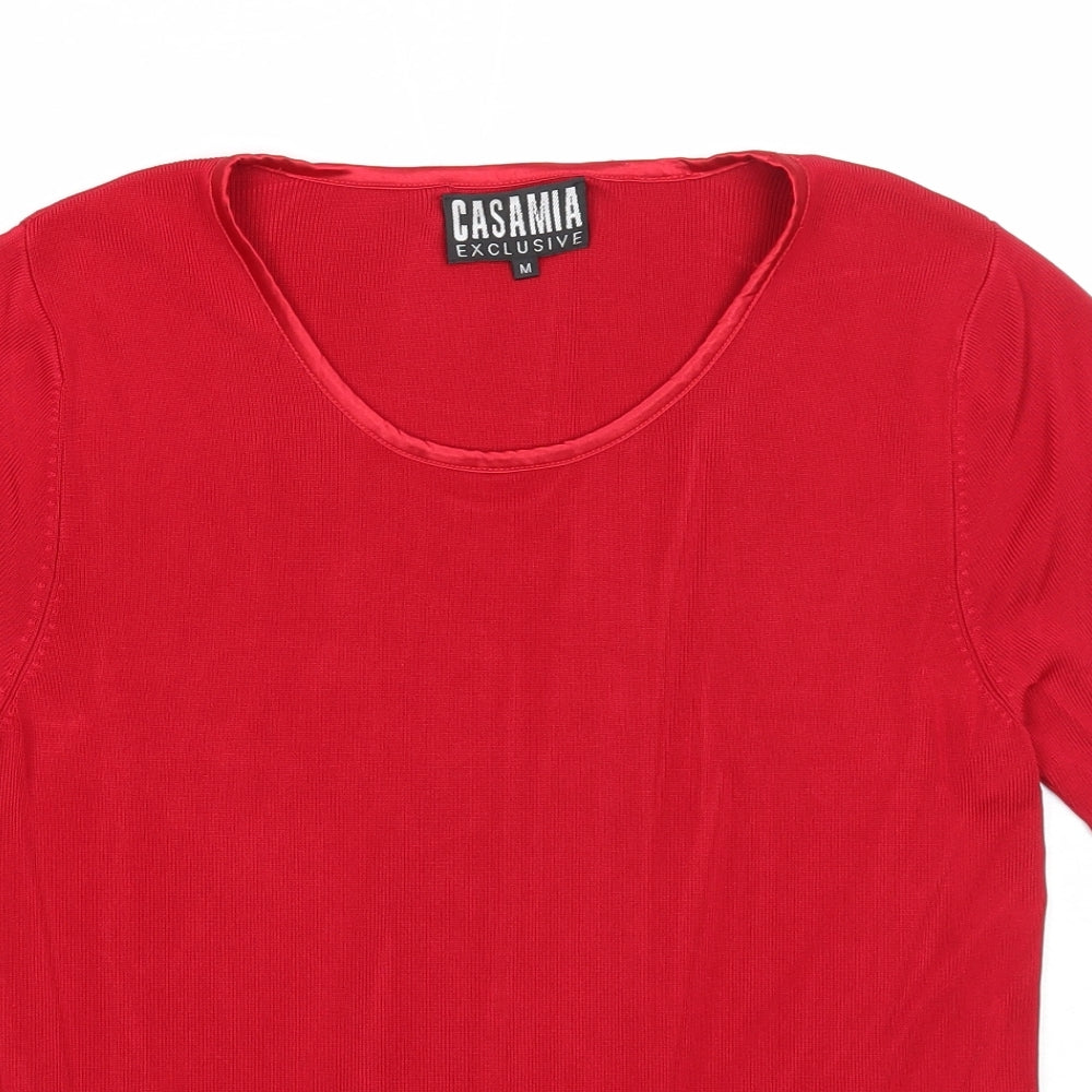 Casamia Womens Red Scoop Neck Viscose Pullover Jumper Size M