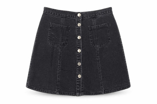 Cooperative Womens Black Cotton A-Line Skirt Size M Snap