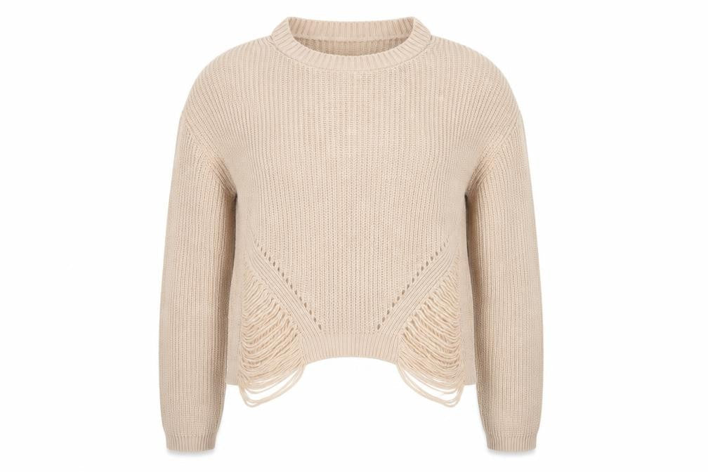 Select Womens Beige Round Neck Acrylic Pullover Jumper Size 16