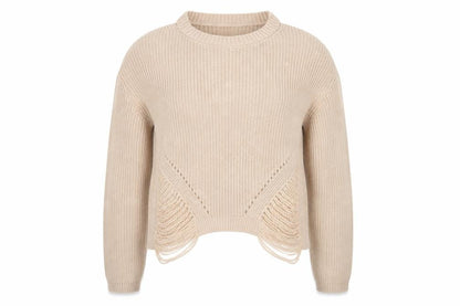 Select Womens Beige Round Neck Acrylic Pullover Jumper Size 16