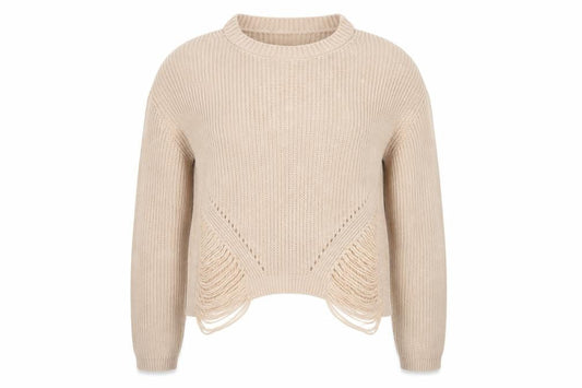 Select Womens Beige Round Neck Acrylic Pullover Jumper Size 16