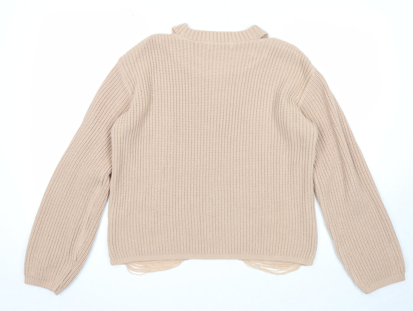 Select Womens Beige Round Neck Acrylic Pullover Jumper Size 16