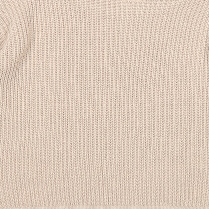 Select Womens Beige Round Neck Acrylic Pullover Jumper Size 16