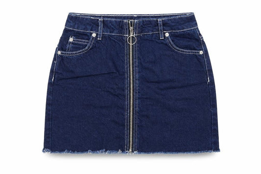 Topshop Womens Blue Cotton Mini Skirt Size 8 Zip