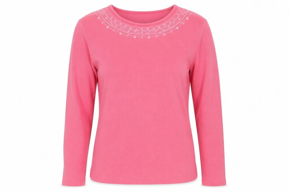 Bonmarché Womens Pink Round Neck Polyester Pullover Jumper Size S