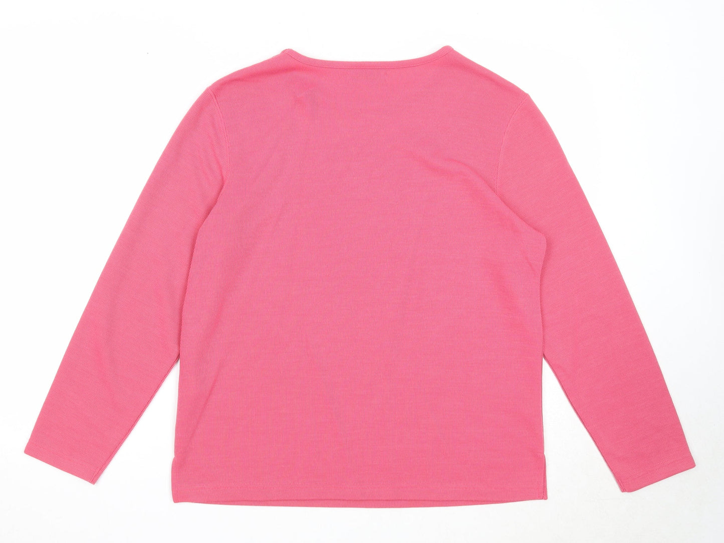 Bonmarché Womens Pink Round Neck Polyester Pullover Jumper Size S