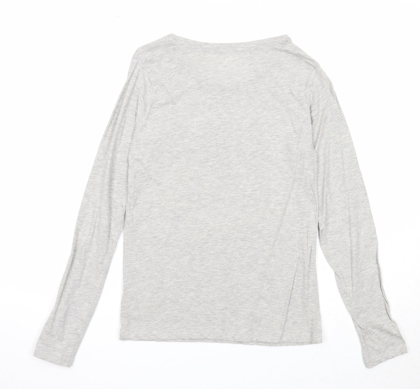 Monoprix Girls Grey Cotton Basic T-Shirt Size 14 Years Round Neck Pullover - Smile