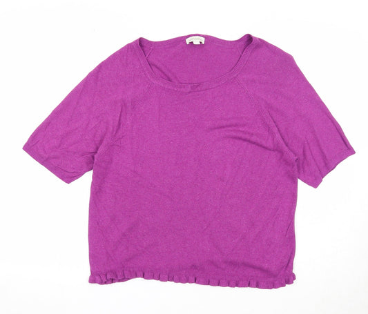 Monsoon Womens Purple Round Neck Viscose Pullover Jumper Size M