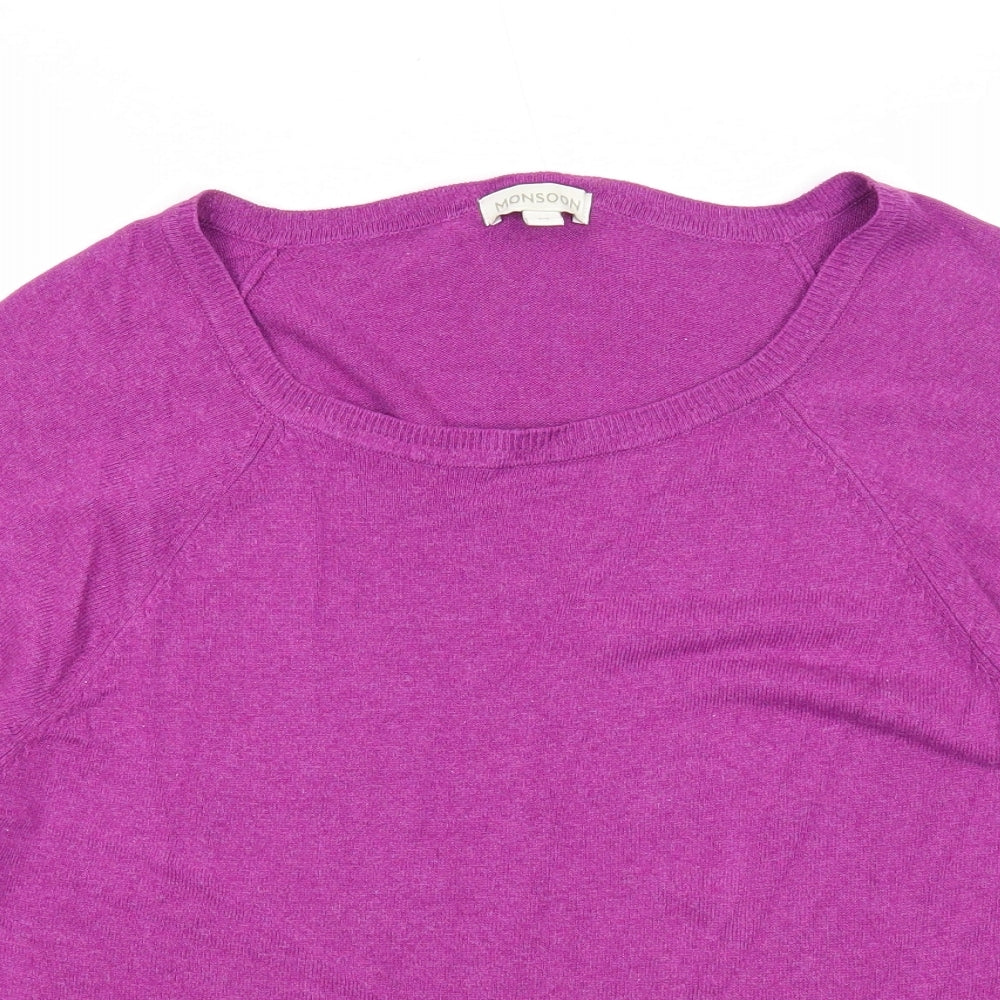 Monsoon Womens Purple Round Neck Viscose Pullover Jumper Size M