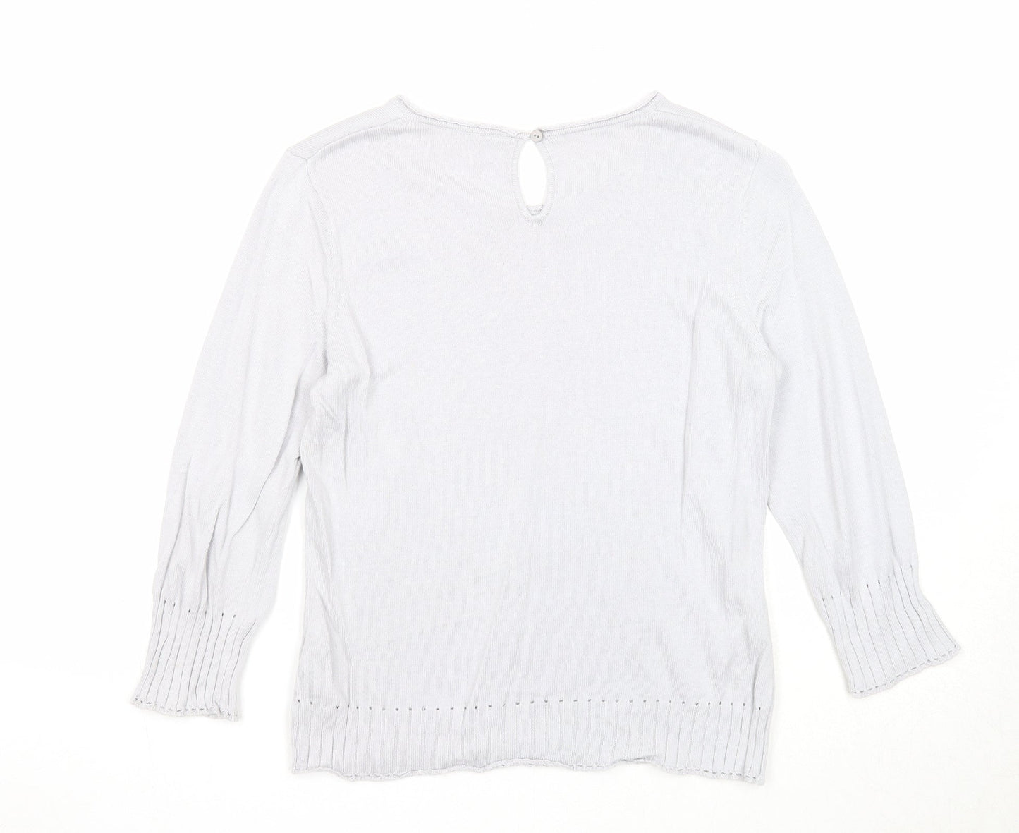 Monsoon Womens Grey Round Neck Cotton Pullover Jumper Size 10