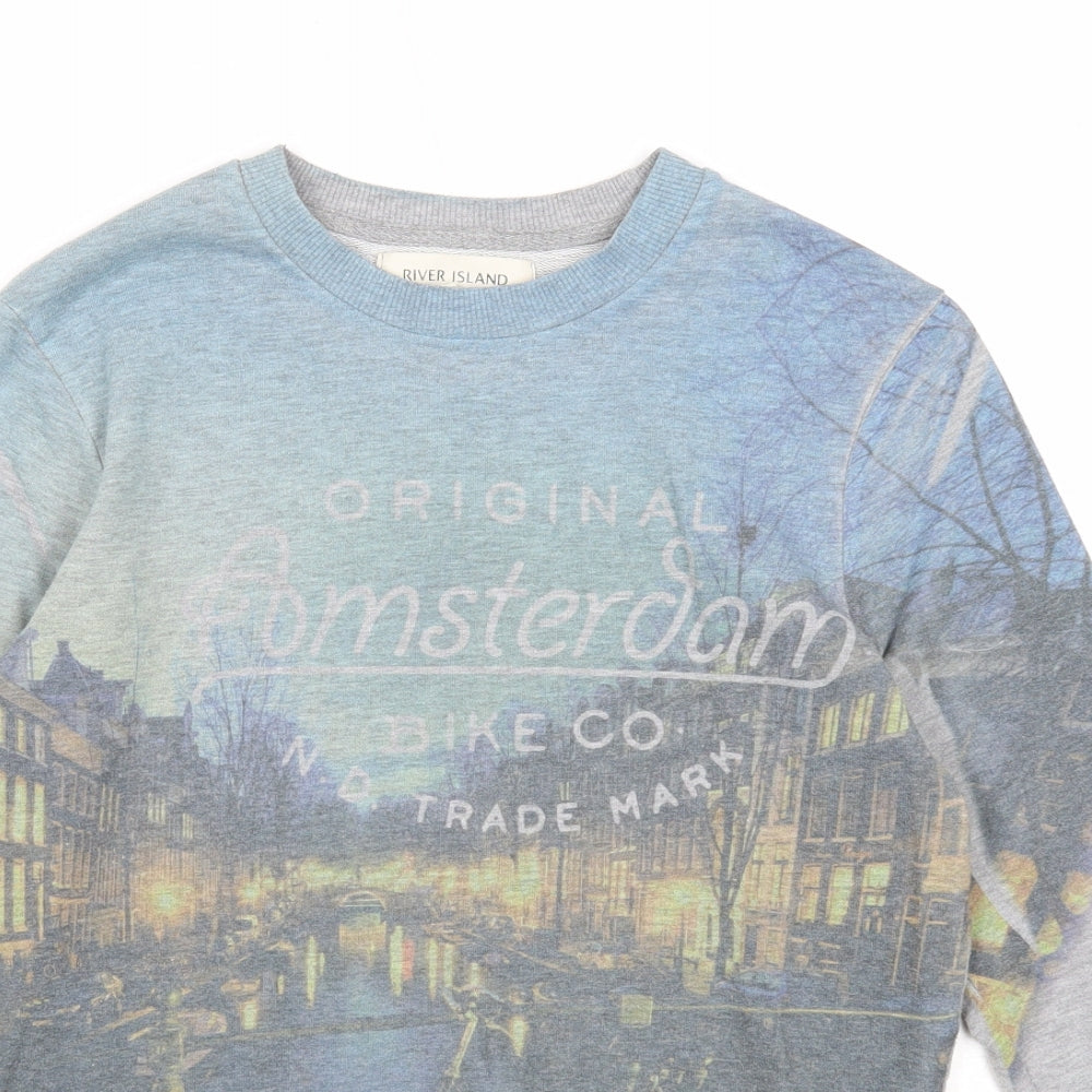 River Island Mens Multicoloured Cotton Pullover Sweatshirt Size XS