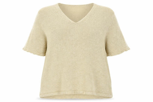 Berkertex Womens Gold V-Neck Acrylic Pullover Jumper Size 18