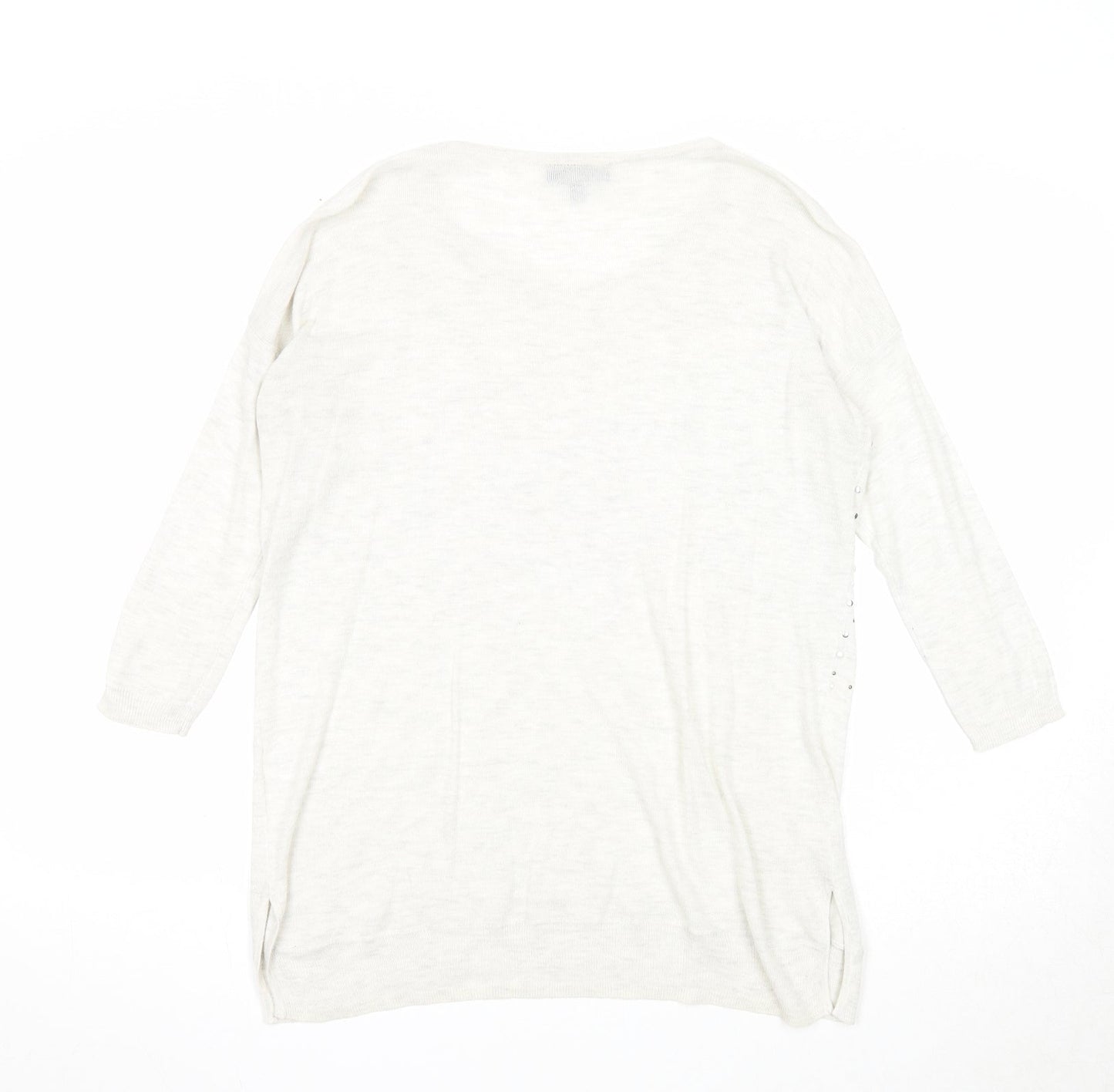 Warehouse Womens Grey Round Neck Acrylic Pullover Jumper Size 8