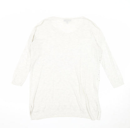 Warehouse Womens Grey Round Neck Acrylic Pullover Jumper Size 8