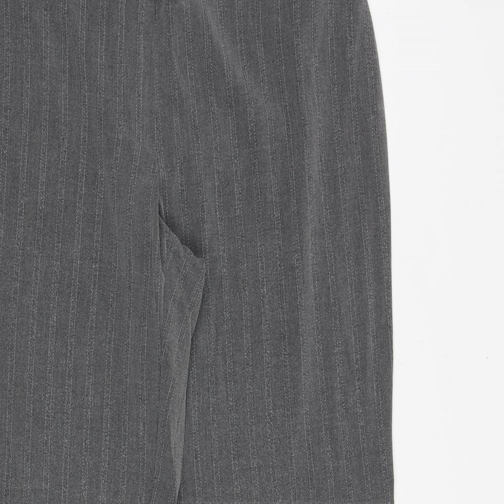 Marks and Spencer Womens Grey Striped Viscose Dress Pants Trousers Size 14 Regular