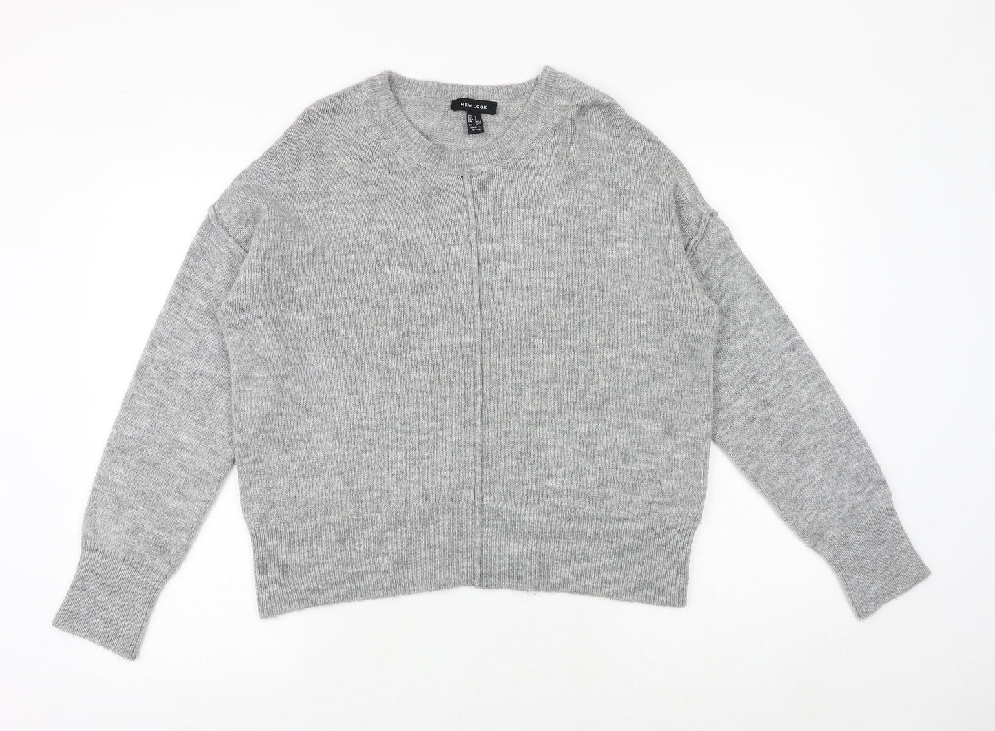New Look Womens Grey Round Neck Acrylic Pullover Jumper Size S