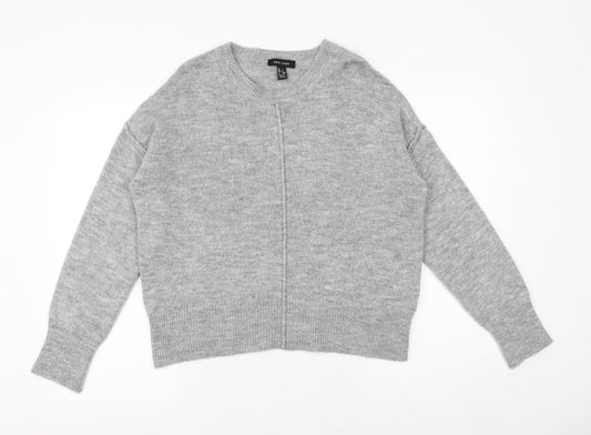New Look Womens Grey Round Neck Acrylic Pullover Jumper Size S