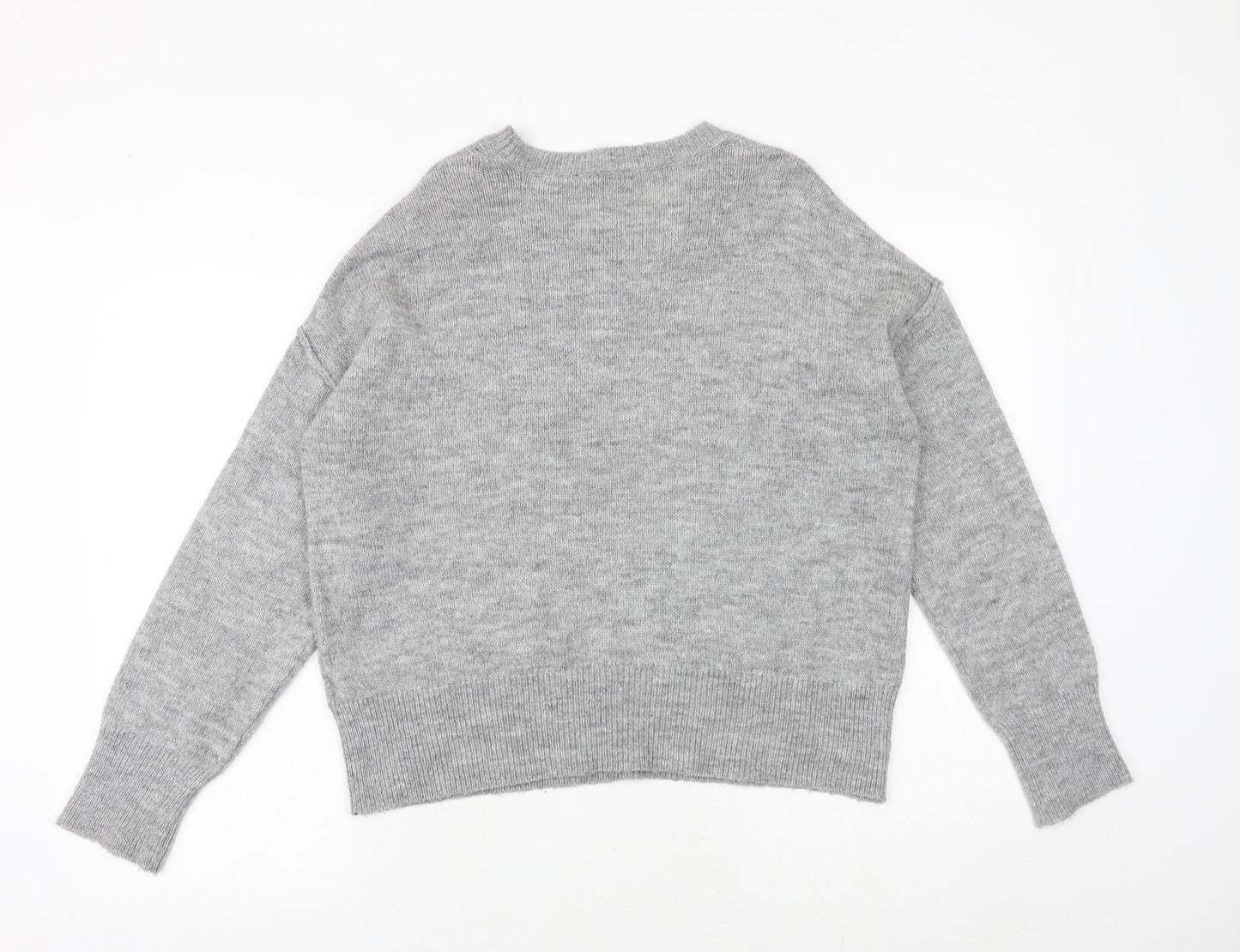 New Look Womens Grey Round Neck Acrylic Pullover Jumper Size S