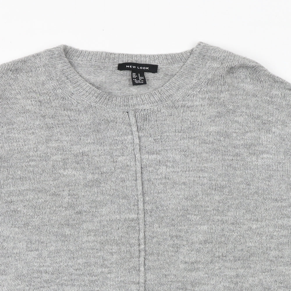 New Look Womens Grey Round Neck Acrylic Pullover Jumper Size S