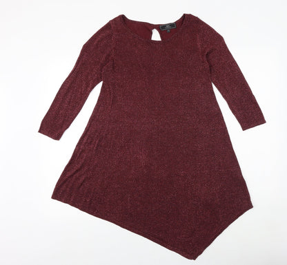 Next Womens Red Round Neck Viscose Pullover Jumper Size 8