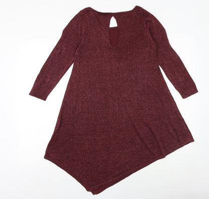Next Womens Red Round Neck Viscose Pullover Jumper Size 8