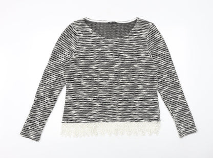 Select Womens Black Round Neck Cotton Pullover Jumper Size 16