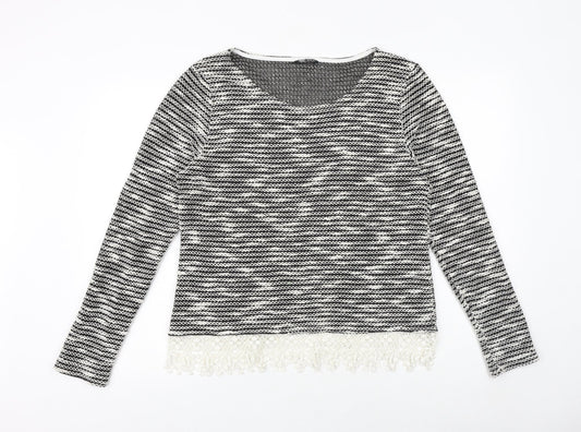 Select Womens Black Round Neck Cotton Pullover Jumper Size 16