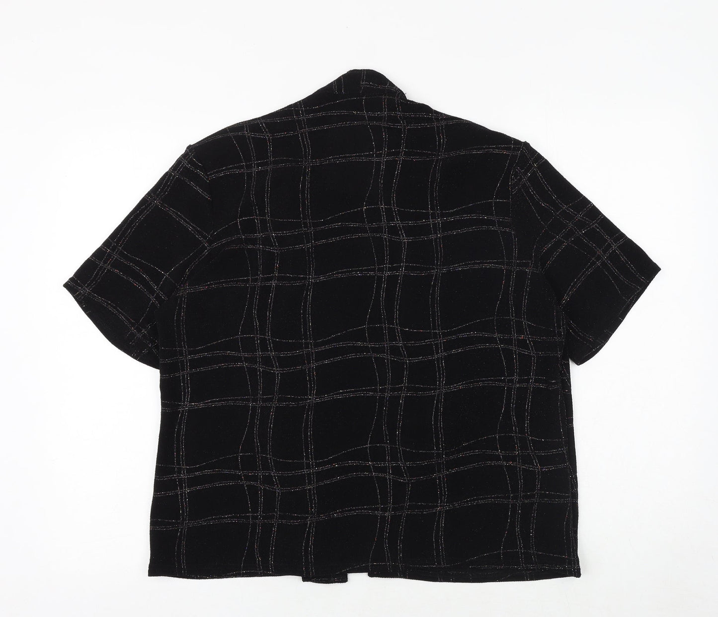 Berkertex Womens Black Plaid Viscose Kimono Blouse Size 18 V-Neck