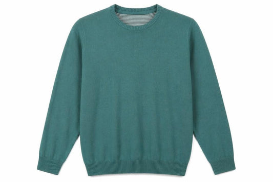 Avenue Mens Green Round Neck Acrylic Pullover Jumper Size M Long Sleeve