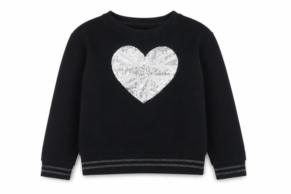 Gap Girls Black Cotton Pullover Sweatshirt Size 10 Years Pullover - Heart