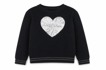 Gap Girls Black Cotton Pullover Sweatshirt Size 10 Years Pullover - Heart