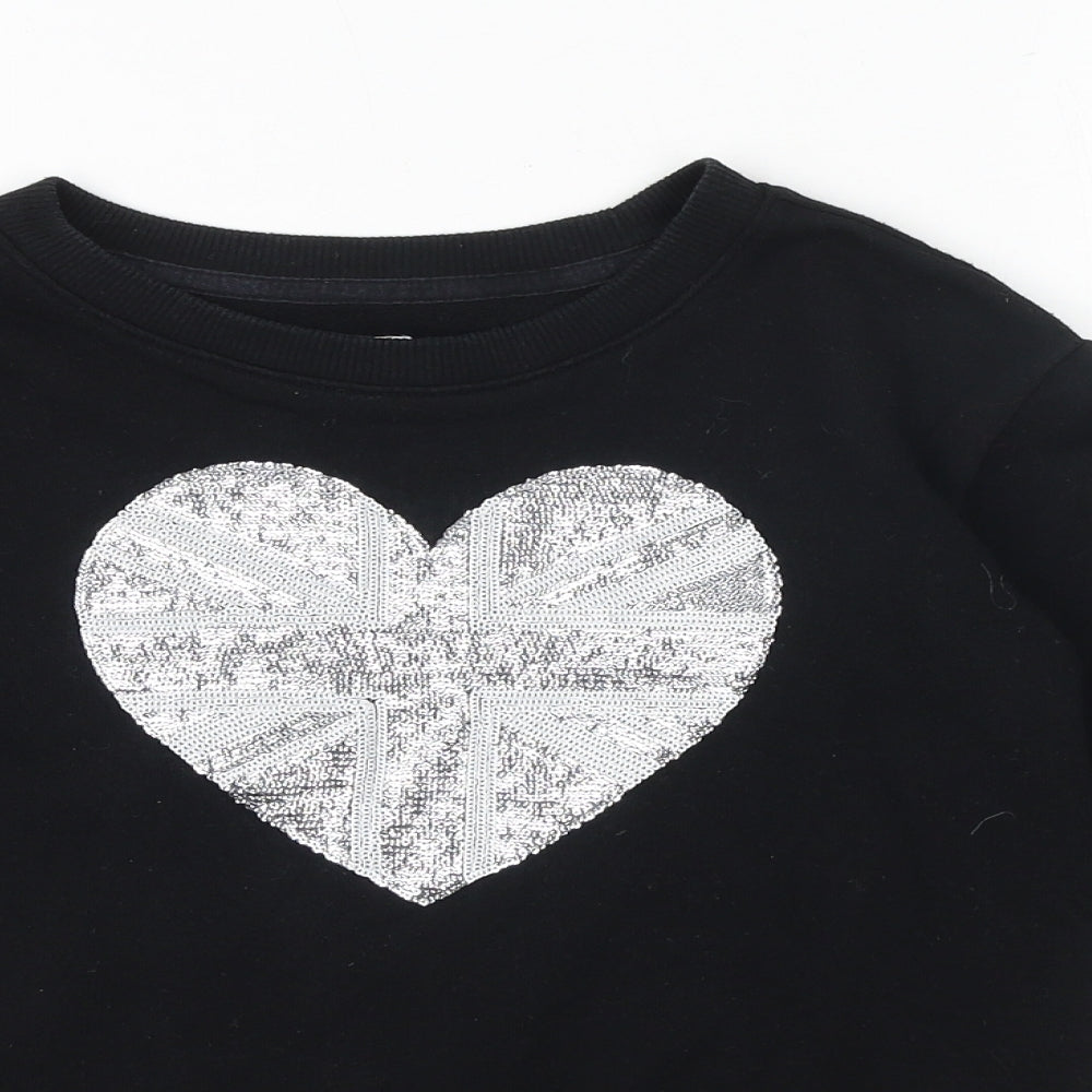 Gap Girls Black Cotton Pullover Sweatshirt Size 10 Years Pullover - Heart