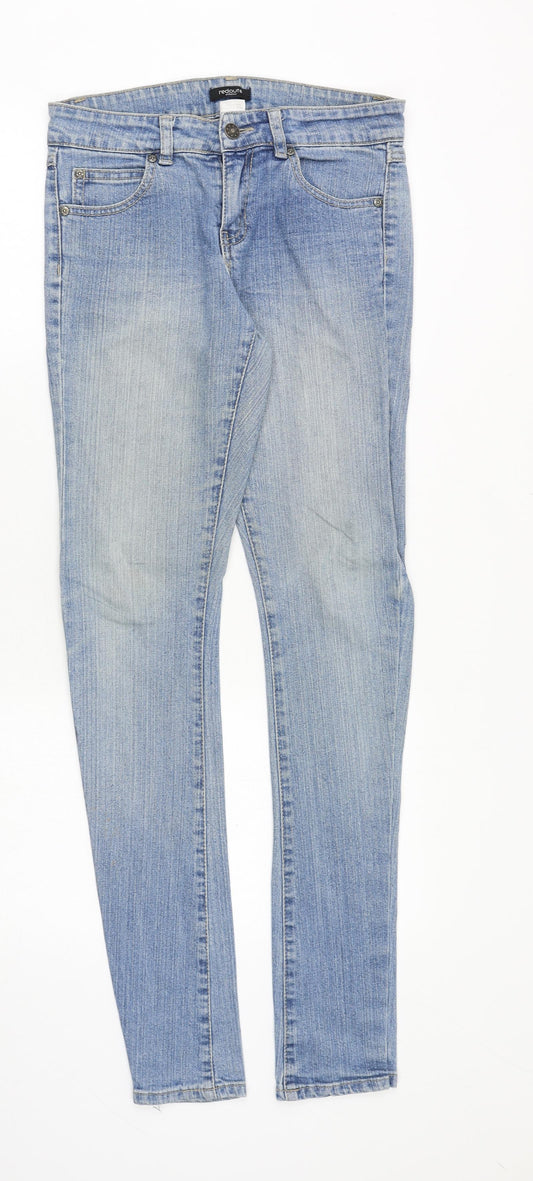 Redoute Womens Blue Cotton Skinny Jeans Size 4 Regular Zip