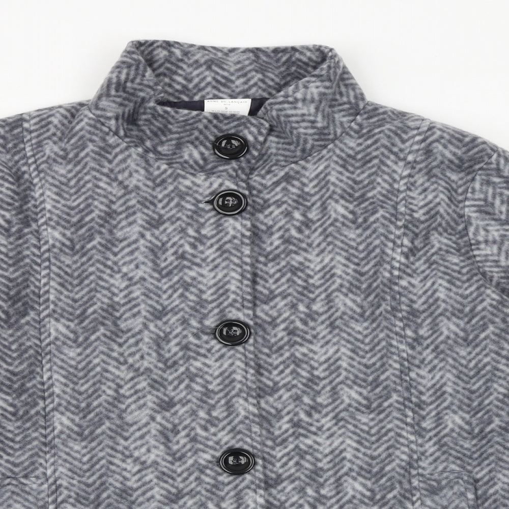 Anna De Lancay Womens Grey Herringbone Pea Coat Coat Size S Button