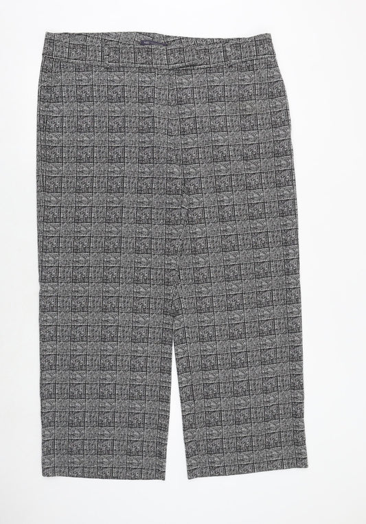 Marks and Spencer Womens Black Plaid Viscose Trousers Size 20 Regular Zip