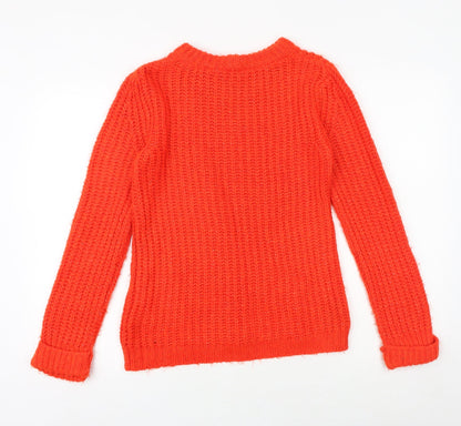 Next Womens Red Round Neck Acrylic Pullover Jumper Size XS