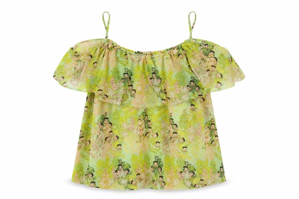Topshop Womens Green Geometric Polyester Basic Blouse Size 8 Round Neck