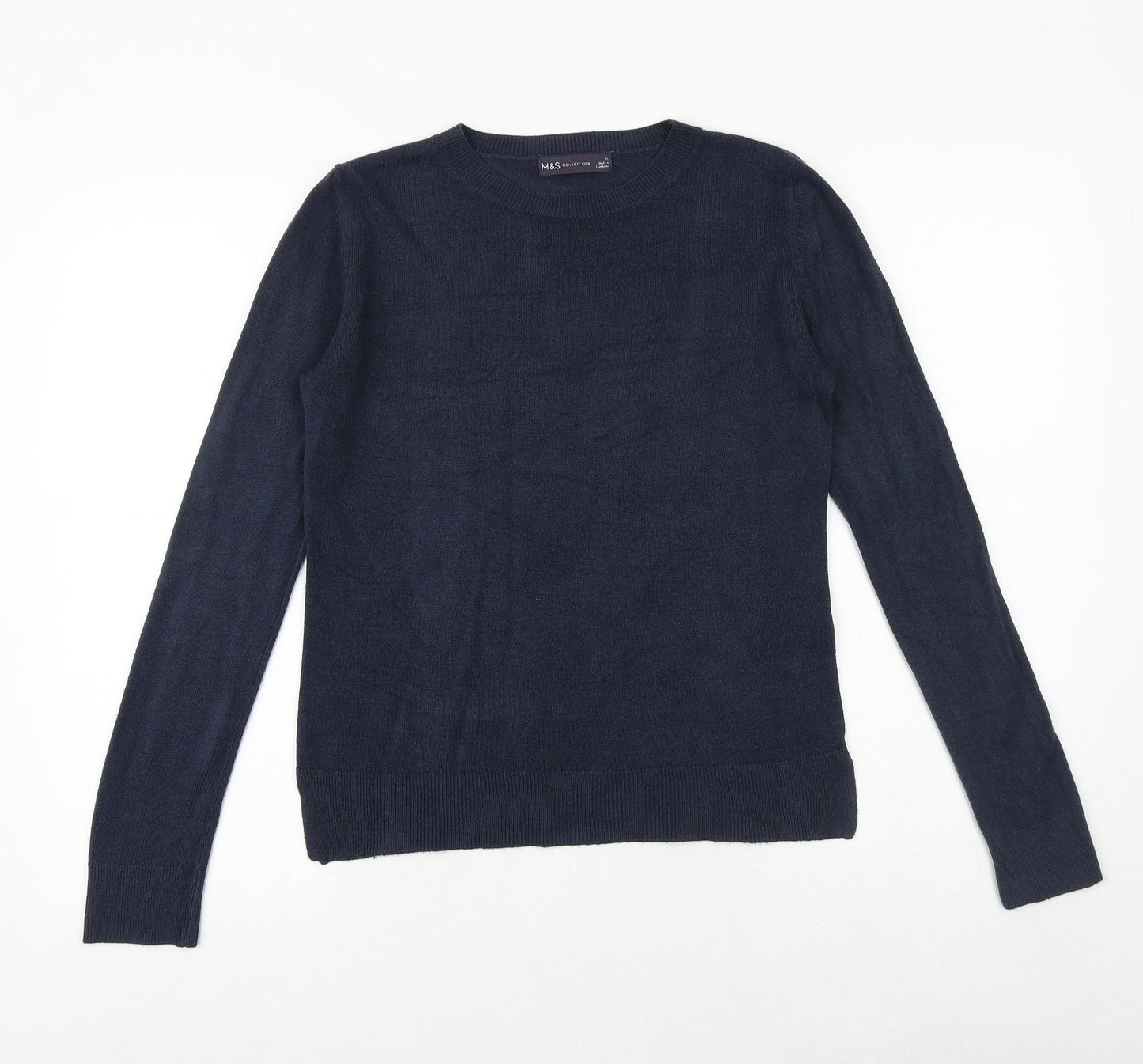 Marks and Spencer Womens Blue Round Neck Acrylic Pullover Jumper Size 10