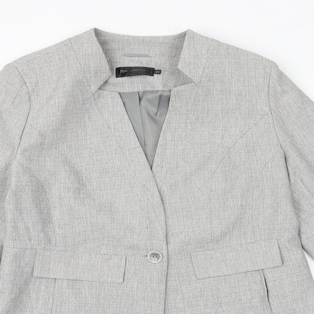 bonprix Womens Grey Pea Coat Coat Size 12 Button