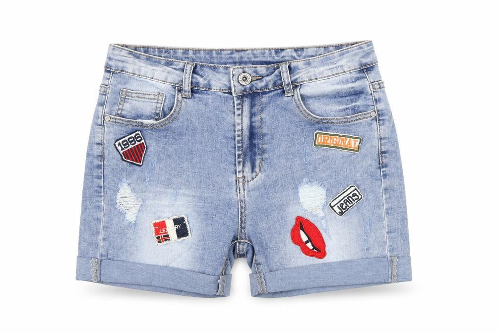 Lexxury Womens Blue Cotton Boyfriend Shorts Size 6 Regular Zip